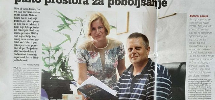 Dana 24.08.2019. god. Glas Istre je objavio članak povodom izdavanja knjige “Veća dobit manji porez”