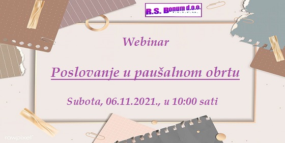 Webinar “Poslovanje u paušalnom obrtu”