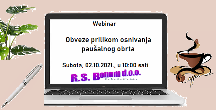 Webinar “Obveze prilikom osnivanja paušalnog obrta”