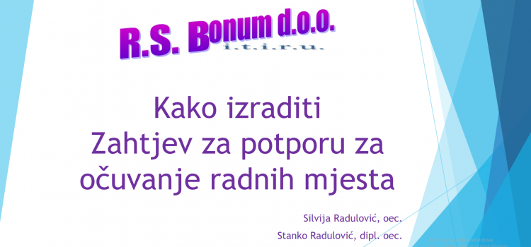 Besplatni webinar – Kako izraditi Zahtjev za potporu za očuvanje radnih mjesta